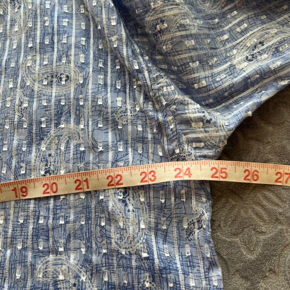 Pure Jill Blue Embroidered Roll Sleeve Paisley Blouse Large - Picture 9 of 10